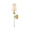 Z-Lite Emily 1 Light Wall Sconce, Rubbed Brass & Beige 807-1S-RB - alternate 1